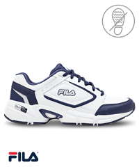 FILA Memory White/ Fila Navy/ Metallic Silver Decimus 7 Men's Athletic Nursing Shoes