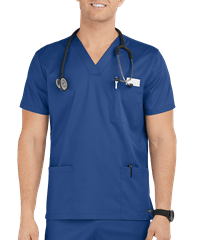 Style # AB615: ROYALUA Advantage STRETCH Men's 6-Pocket V-Neck Scrub Top