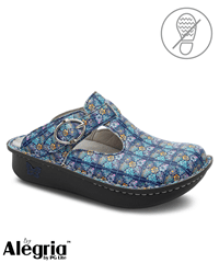 Alegria Classic Rose's Blue Quilt Women's Slip Resistant Nursing Clogs