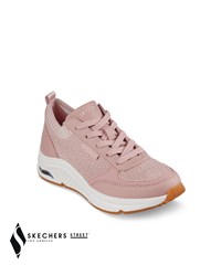 Skechers Street Arch Fit S-Miles Walk On Mauve Duraleather Women's Lace-Up Athletic Nursing Shoes