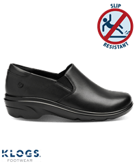 Klogs Ascent Black Full Grain Leather Women's Slip On Nursing Clogs