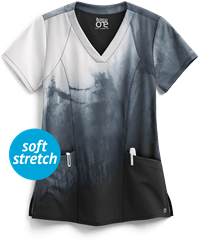 Barco One Thermal Spring Thrive Women's 4-Pocket V-Neck Print Scrub Top