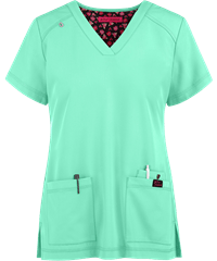 Style # BJ101: FRMINBetsey Johnson Freesia Women's 3-Pocket V-Neck STRETCH Scrub Top