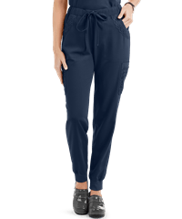 Betsey Johnson Women's 4-Pocket Lace Trim Cargo Musk Jogger PETITE STRETCH Scrub Pants