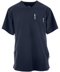 Barco One Vortex Men's 4-Pocket STRETCH Double Chest Pocket Perforated Details V-Neck Scrub Top