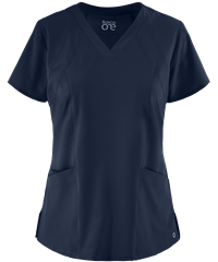Style # BO5105: INDIGBarco One Racer Women's 4-Pocket STRETCH Perforated Detail V-Neck Scrub Top