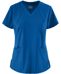 Style # BO5105: ROYALBarco One Racer Women's 4-Pocket STRETCH Perforated Detail V-Neck Scrub Top