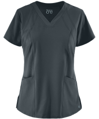 Style # BO5105: STEELBarco One Racer Women's 4-Pocket STRETCH Perforated Detail V-Neck Scrub Top