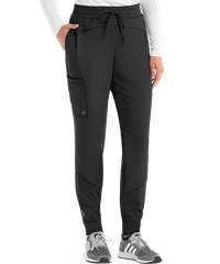 Style # BO513: BLACKBarco One Boost Women's 3-Pocket STRETCH Elastic Waist Perforated Leg Detail Jogger Scrub Pants