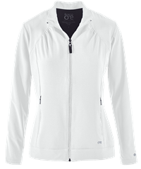 Style # BO5405: WHITEBarco One Endure Women's 2-Pocket STRETCH Zip Front Scrub Jacket