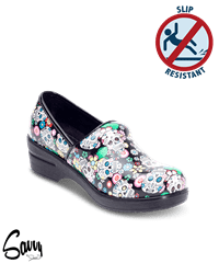 Savvy Brandy Sugar Skull 2 Women's Slip Resistant Nursing Shoes