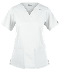 Style # BSS362: WHITEUA Butter-Soft STRETCH Women's 3-Pocket V-Neck Scrub Top
