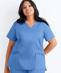 Style # BSS437: CEILUA Butter-Soft STRETCH Women's 4-Pocket Plus Size V-Neck Scrub Top