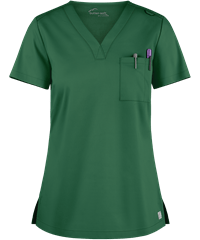 Style # BSS452: HUNTEUA Butter-Soft STRETCH Women's 1-Pocket V-Neck Tuck-In Scrub Top