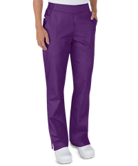 Style # BSS476: EGGPLUA Butter-Soft STRETCH Women's 2-Pocket Flat Front w/ Back Elastic Scrub Pants