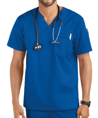 Style # BSS577: RROYUA Butter-Soft STRETCH Men's 4-Pocket V-Neck Scrub Top