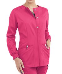 Style # BSS582: FUCHSUA Butter-Soft STRETCH Women's 2-Pocket Long Sleeve Snap Front Scrub Jacket