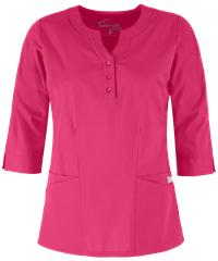 Style # BSS584: FUCHSUA Butter-Soft STRETCH Women's 2-Pocket Round Neckline Scrub Top