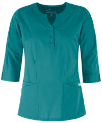 Style # BSS584: TEALUA Butter-Soft STRETCH Women's 2-Pocket Round Neckline Scrub Top