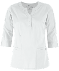 Style # BSS584: WHITEUA Butter-Soft STRETCH Women's 2-Pocket Round Neckline Scrub Top