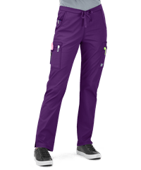 Style # BSS587: EGGPLUA Butter-Soft STRETCH Women's 11-Pocket Drawstring Scrub Pants