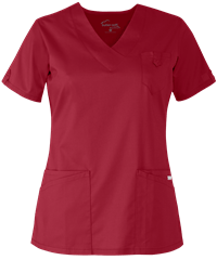 Style # BSS689: RUBYUA Butter-Soft STRETCH Women's 5-Pocket V-Neck Scrub Top