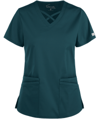 Style # BSS756: CARIBUA Butter-Soft STRETCH Women's 4-Pocket Crisscross Scrub Top
