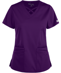Style # BSS756: EGGPLUA Butter-Soft STRETCH Women's 4-Pocket Crisscross Scrub Top