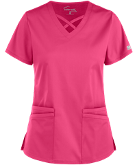 Style # BSS756: FUCHSUA Butter-Soft STRETCH Women's 4-Pocket Crisscross Scrub Top