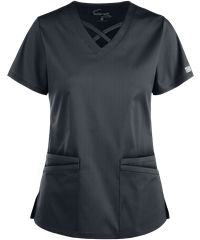 Style # BSS756: PEWTEUA Butter-Soft STRETCH Women's 4-Pocket Crisscross Scrub Top
