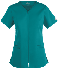 Style # BSS804: TEALUA Butter-Soft STRETCH Women's 4-Pocket Smooth Face Zipper Scrub Top