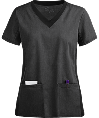 Style # BSS844: HECBLUA Butter-Soft STRETCH Women's 2-Pocket Contrast Fashion Scrub Top