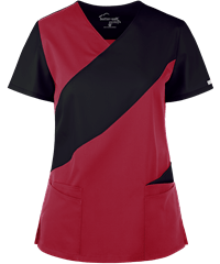 Style # BSS873: RUBLAUA Butter-Soft STRETCH Women's 5-Pocket Asymmetric Scrub Top