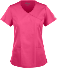 Style # BSS929: FUCHSUA Butter-Soft STRETCH Women's 3-Pocket V-Neck Mock Wrap Scrub Top