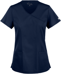 Style # BSS929: NAVYUA Butter-Soft STRETCH Women's 3-Pocket V-Neck Mock Wrap Scrub Top