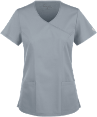 Style # BSS929: SILVEUA Butter-Soft STRETCH Women's 3-Pocket V-Neck Mock Wrap Scrub Top