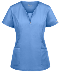 UA Butter-Soft STRETCH Women's 4-Pocket Curved Neck Zipper Scrub Top 