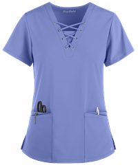 Style # BU222: CEILEasy STRETCH by Butter-Soft ™ Gisele Women's 5-Pocket Lace Up V-Neck Scrub Top