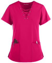 Style # BU222: FLIRTEasy STRETCH by Butter-Soft ™ Gisele Women's 5-Pocket Lace Up V-Neck Scrub Top