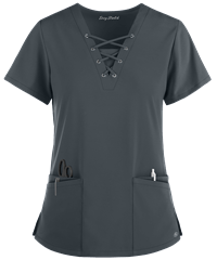 Style # BU222: PEWTEEasy STRETCH by Butter-Soft ™ Gisele Women's 5-Pocket Lace Up V-Neck Scrub Top