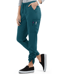 Style # BU471: CARIBEasy STRETCH by Butter-Soft™ Halle Women's 9-Pocket Ruched Leg Jogger Scrub Pants