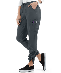 Style # BU471: PEWTEEasy STRETCH by Butter-Soft™ Halle Women's 9-Pocket Ruched Leg Jogger Scrub Pants