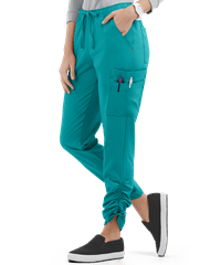 Style # BU471: TEALEasy STRETCH by Butter-Soft™ Halle Women's 9-Pocket Ruched Leg Jogger Scrub Pants