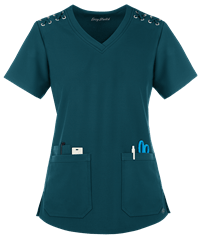 Style # BU492: CARIBEasy STRETCH by Butter-Soft™ Leila Women's 3-Pocket Lace Up Grommet Scrub Top