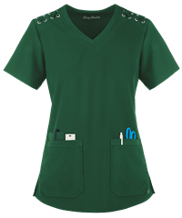 Style # BU492: HUNTEEasy STRETCH by Butter-Soft™ Leila Women's 3-Pocket Lace Up Grommet Scrub Top