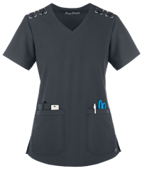 Style # BU492: PEWTEEasy STRETCH by Butter-Soft™ Leila Women's 3-Pocket Lace Up Grommet Scrub Top