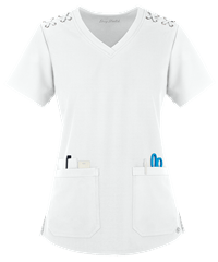 Style # BU492: WHITEEasy STRETCH by Butter-Soft™ Leila Women's 3-Pocket Lace Up Grommet Scrub Top