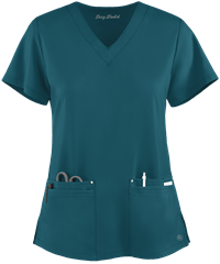 Style # BU635: CARIBEasy STRETCH by Butter-Soft™ Lina Mitered Women's 4-Pocket V-Neck Scrub Top