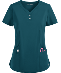 Style # BU856: CARIBEasy STRETCH by Butter-Soft™ Demi Women's 4-Pocket Henley Scrub Top
