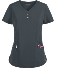 Style # BU856: PEWTEEasy STRETCH by Butter-Soft™ Demi Women's 4-Pocket Henley Scrub Top